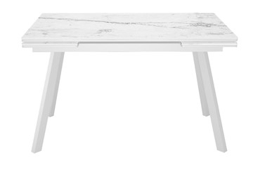 Керамический кухонный стол DikLine SKA125 Керамика Белый мрамор/подстолье белое/опоры белые (2 уп.) в Рязани