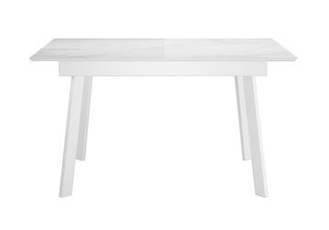 Стол обеденный раскладной DikLine SKH125 Керамика Белый мрамор/подстолье белое/опоры белые (2 уп.) в Рязани