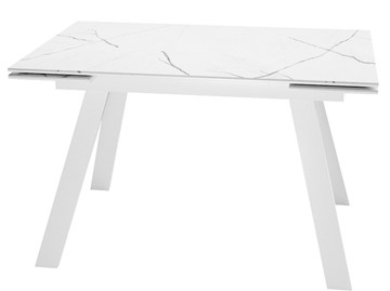 Кухонный стол раздвижной DikLine SKM140 Керамика Белый мрамор/подстолье белое/опоры белые (2 уп.) в Рязани