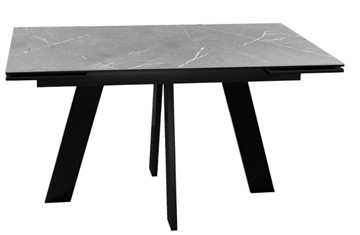 Раздвижной стол DikLine SKM140 Керамика серый мрамор/подстолье черное/опоры черные (2 уп.) в Рязани