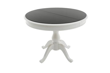 Раздвижной стол Фабрицио-1 Glass, Круг 1000, (Тон 9 - Эмаль белая + Чёрное) в Рязани
