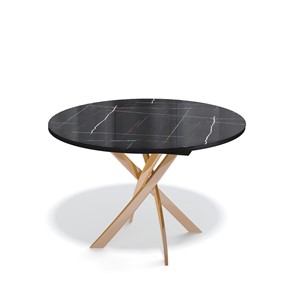 Стеклянный кухонный стол Kenner R1100 (Золото/Венге/Черный камень глянцевый) в Рязани