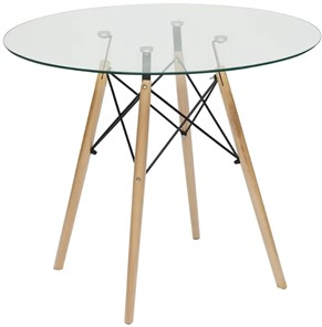 Кухонный обеденный стол CINDY GLASS (mod.80GLASS) металл/стекло, D80х75см, прозрачный арт.13068 в Рязани