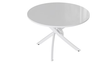 Кухонный стол Diamond тип 2 (Белый муар/Белый глянец) в Рязани