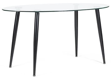 Стол со стеклянной столешницей KASSEL (mod. DT333) металл/закаленное стекло (10 мм), 150х90х75см, черный в Рязани