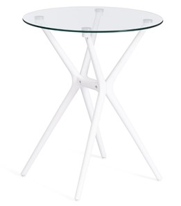 Стеклянный кухонный стол PARNAVAZ (mod. 29) пластик/стекло, 60х60х70,5 прозрачный/белый арт.19697 в Рязани