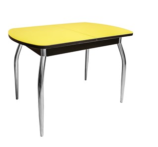 Кухонный обеденный стол ПГ-06 СТ2, венге/желтое стекло/35 хром гнутые металл в Рязани