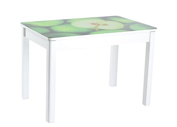 Кухонный раскладной стол Айсберг-02 СТФ, белое лдсп/зеленые яблоки/40 прямые массив белые в Рязани