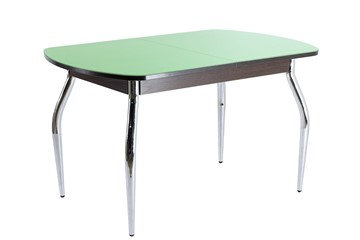 Обеденный стол ПГ-06 СТ2, венге ЛДСП/фисташка стекло/35 хром гнутые металл в Рязани