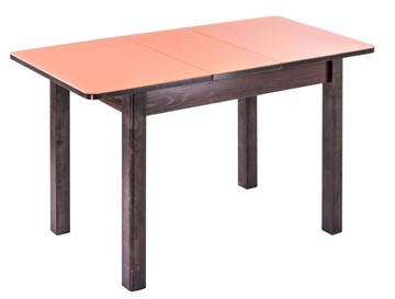 Кухонный стол раздвижной Айсберг-01 СТ1, венге ЛДСП/стекло оранжевое/42 прямые массив венге в Рязани