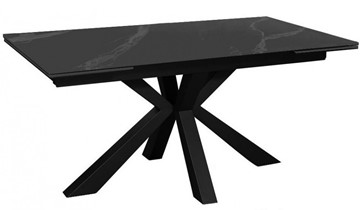 Керамический кухонный стол раздвижной DikLine SFE140 Керамика Черный мрамор/подстолье черное/опоры черные (2 уп.) в Рязани