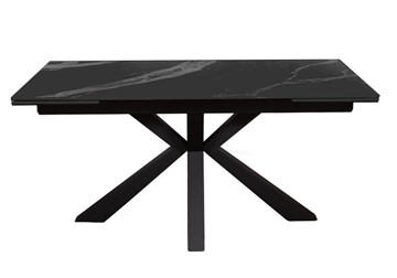 Стол обеденный раскладной раздвижной DikLine SFE160 Керамика Черный мрамор/подстолье черное/опоры черные (2 уп.) в Рязани