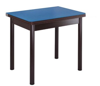 Кухонный пристенный стол СПА-01 СТ2, венге ЛДСП/стекло синие/38 прямые трубки крашеные коричневый в Рязани