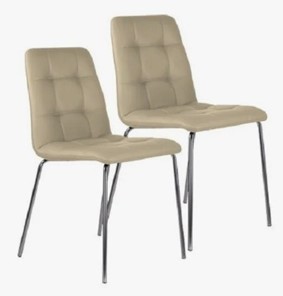 Комплект обеденных стульев 2 шт. BRABIX "Twins CF-011", хром каркас, экокожа, бежевый, 532766 в Рязани