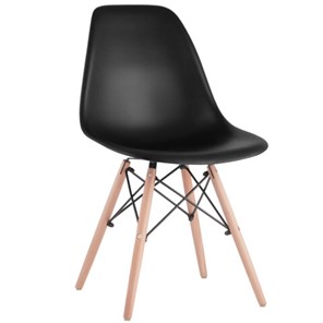 Комплект обеденных стульев 4 шт. BRABIX "Eames CF-010", пластик черный, опоры дерево/металл, 532631, 2033A в Рязани