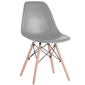 Комплект обеденных стульев 4 шт. BRABIX "Eames CF-010", пластик серый, опоры дерево/металл, 532632, 2033A в Рязани