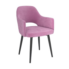 Обеденный стул Берта, велюр тенерифе розовый/Цвет металл черный в Рязани