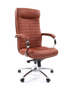 Кресло офисное CHAIRMAN 480 Экокожа Terra 111 (коричневая) в Рязани