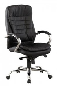 Кресло компьютерное J 9031-1 экокожа /хром, черный в Рязани