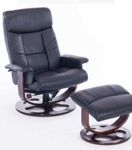 Офисное кресло ДамОфис J6011 для релаксации нат. кожа / дерево, черный в Рязани