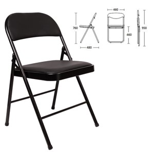 Офисный стул складной Brabix Golf Plus CF-003 Комфорт (черный каркас, кожзам черный) 531566 в Рязани