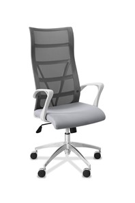 Кресло в офис Топ X белый каркас, сетка/ткань TW / серая/ серая в Рязани
