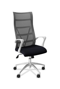 Офисное кресло для руководителя Топ X белый каркас, сетка/ткань TW / серая/черная в Рязани