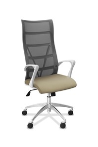 Офисное кресло Топ X белый каркас, сетка/ткань TW / серая/светло-серая в Рязани