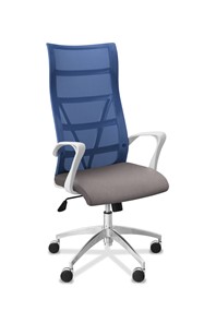 Офисное кресло Топ X белый каркас, сетка/ткань TW / синяя/серая в Рязани