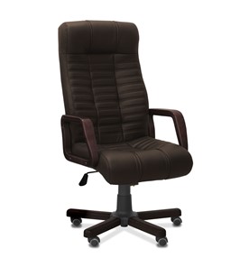 Офисное кресло Атлант W, экокожа премиум / тёмно-коричневая CN1113/ дерево - венге в Рязани