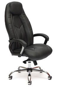 Офисное кресло BOSS Lux, кож/зам, черный/черный перфорированный, арт.9160 в Рязани