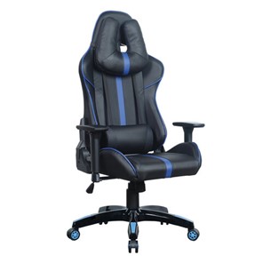 Офисное кресло BRABIX "GT Carbon GM-120", две подушки, экокожа, черное/синее, 531930 в Рязани