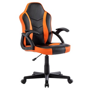 Кресло компьютерное BRABIX "Shark GM-203", экокожа, черное/оранжевое, 532513 в Рязани