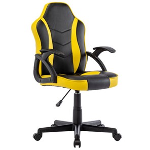 Кресло компьютерное BRABIX "Shark GM-203", экокожа, черное/желтое, 532514 в Рязани