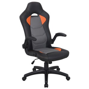 Офисное кресло BRABIX "Skill GM-005", откидные подлокотники, экокожа, черное/оранжевое, 532495 в Рязани