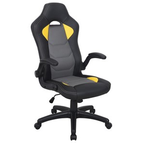 Офисное кресло BRABIX "Skill GM-005", откидные подлокотники, экокожа, черное/желтое, 532494 в Рязани