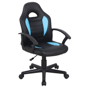 Офисное кресло BRABIX "Spark GM-201", экокожа, черное/голубое, 532505 в Рязани
