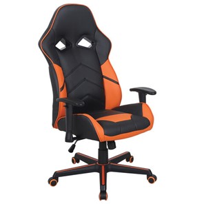 Офисное кресло BRABIX "Storm GM-006", регулируемые подлокотники, экокожа, черное/оранжевое, 532502 в Рязани