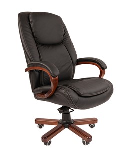 Кресло офисное CHAIRMAN 408 кожа черная в Рязани