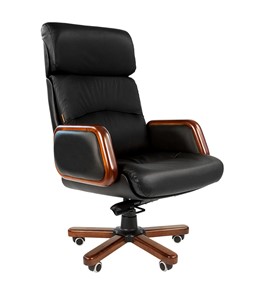 Кресло компьютерное CHAIRMAN 417 кожа черная в Рязани
