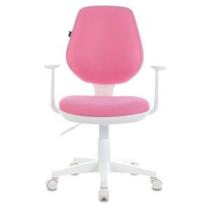 Компьютерное кресло Brabix Fancy MG-201W (с подлокотниками, пластик белый, розовое) в Рязани