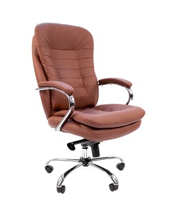 Кресло компьютерное CHAIRMAN 795 кожа, цвет коричневый в Рязани