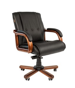 Офисное кресло CHAIRMAN 653M кожа черная в Рязани