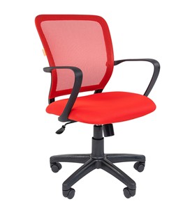 Кресло компьютерное CHAIRMAN 698 black TW-69, ткань, цвет красный в Рязани