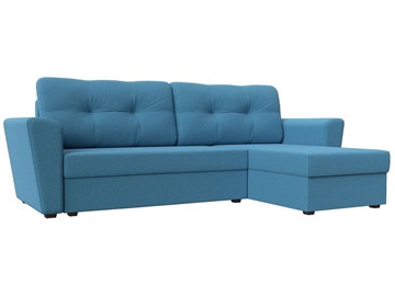 Угловой диван с оттоманкой Амстердам Лайт, Амур голубой (рогожка) в Рязани