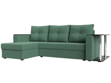 Угловой диван с оттоманкой Атланта Лайт, Амур зеленый (микровельвет) в Рязани