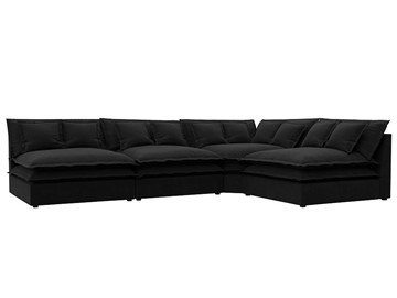 Угловой диван Лига-040, Черный (микровельвет) в Рязани