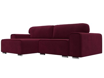 Угловой диван с оттоманкой Лига-029, Бордовый (Микровельвет) в Рязани
