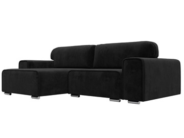 Угловой диван с оттоманкой Лига-029, Черный (Велюр) в Рязани