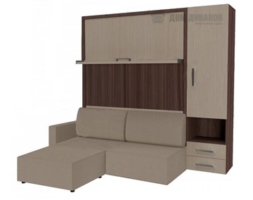 Подъемная кровать Кровать-трансформер Smart (ШП+КД 1600+Пуф), шкаф правый, левый подлокотник в Рязани